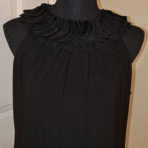 Black Sleeveless Cocktail Dress with Neck Detail - Picture 1 of 3